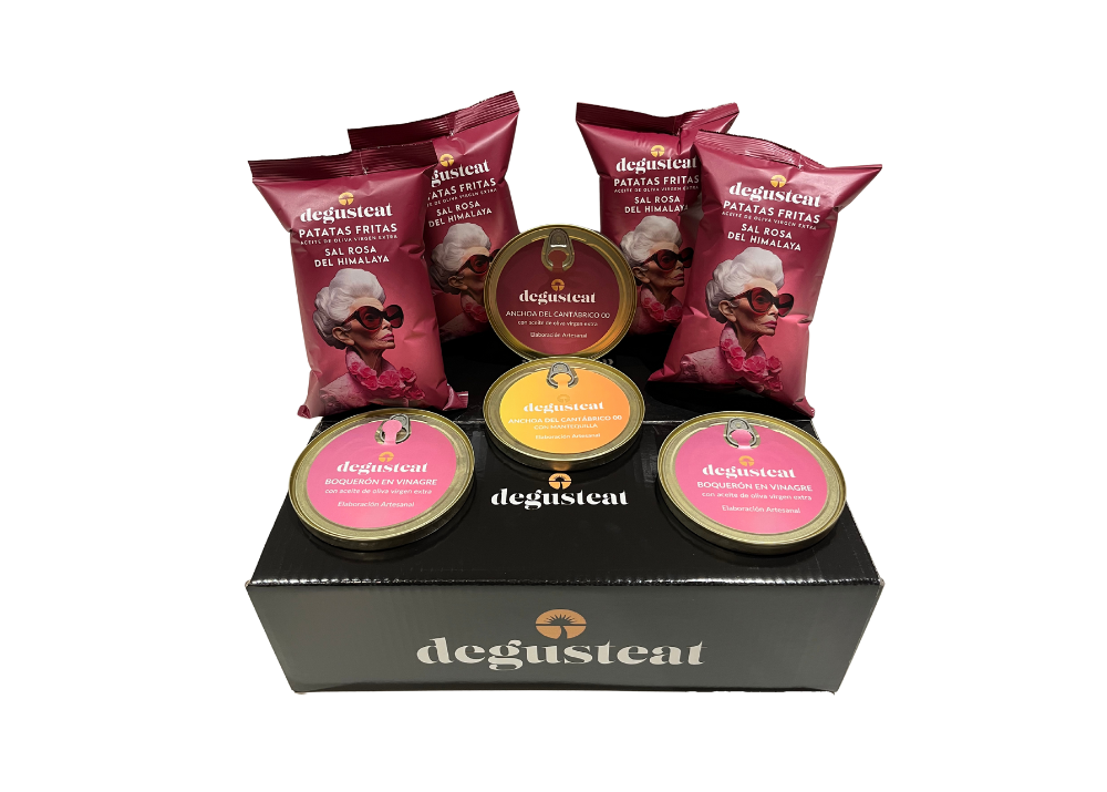 Pack «Mix Anchoas del Cantábrico & boquerón» (4 bolsas de patatas fritas de REGALO)